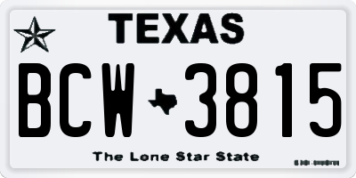 TX license plate BCW3815