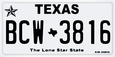 TX license plate BCW3816