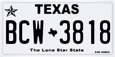 TX license plate BCW3818