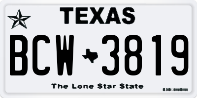 TX license plate BCW3819