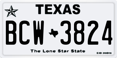 TX license plate BCW3824