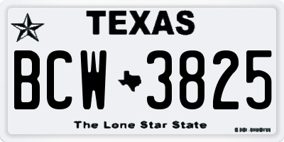 TX license plate BCW3825
