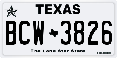TX license plate BCW3826