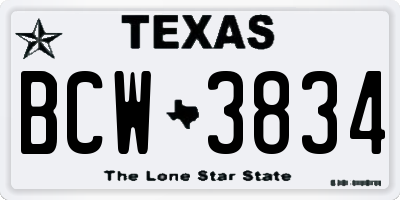 TX license plate BCW3834