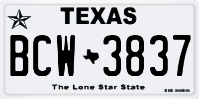 TX license plate BCW3837