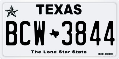 TX license plate BCW3844