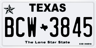 TX license plate BCW3845