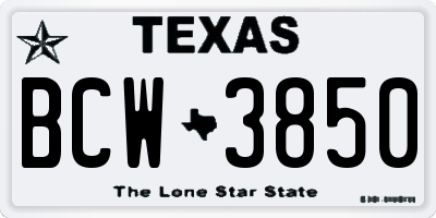 TX license plate BCW3850