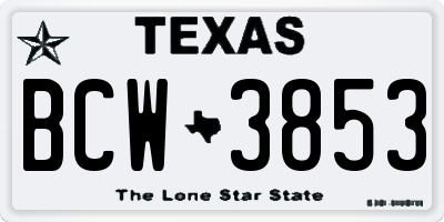 TX license plate BCW3853