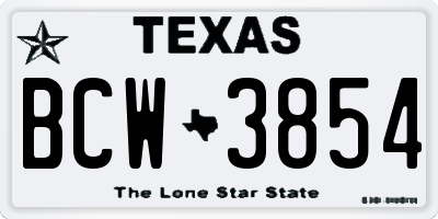 TX license plate BCW3854