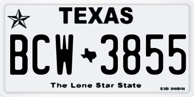 TX license plate BCW3855