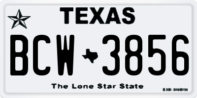 TX license plate BCW3856