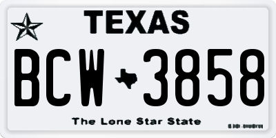 TX license plate BCW3858