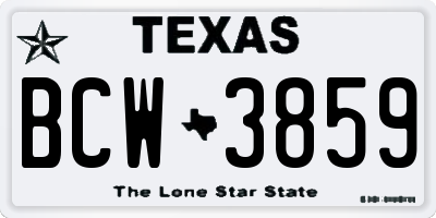 TX license plate BCW3859