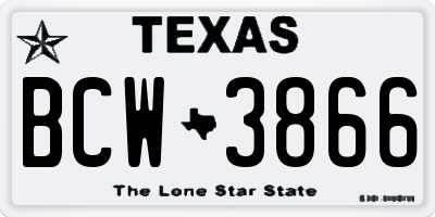 TX license plate BCW3866