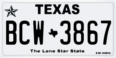 TX license plate BCW3867