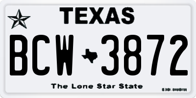 TX license plate BCW3872