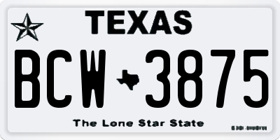 TX license plate BCW3875