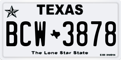 TX license plate BCW3878