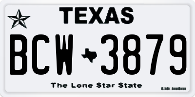 TX license plate BCW3879