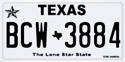 TX license plate BCW3884
