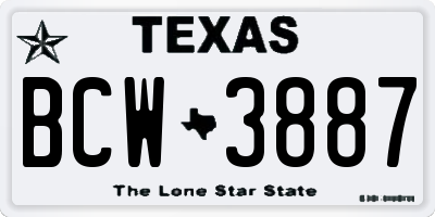 TX license plate BCW3887