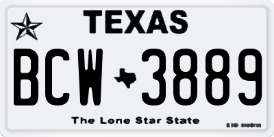 TX license plate BCW3889