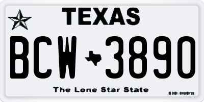 TX license plate BCW3890