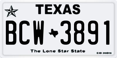 TX license plate BCW3891