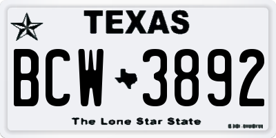 TX license plate BCW3892