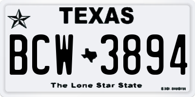 TX license plate BCW3894