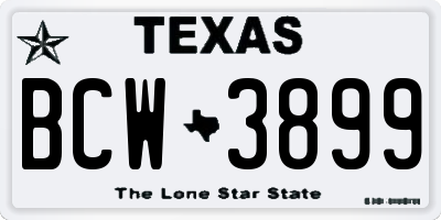 TX license plate BCW3899