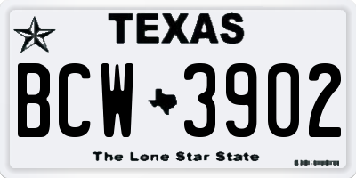 TX license plate BCW3902