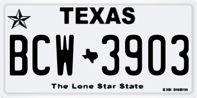 TX license plate BCW3903