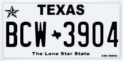 TX license plate BCW3904