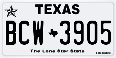 TX license plate BCW3905