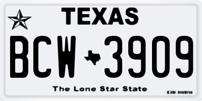 TX license plate BCW3909