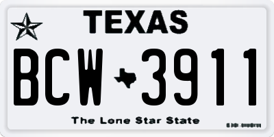 TX license plate BCW3911