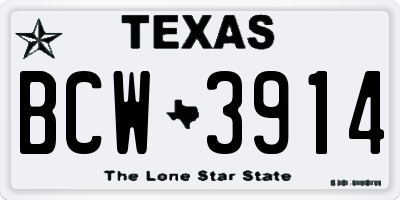 TX license plate BCW3914