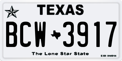 TX license plate BCW3917