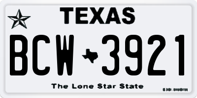 TX license plate BCW3921