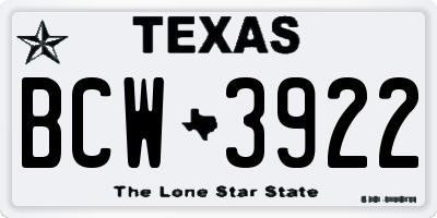 TX license plate BCW3922
