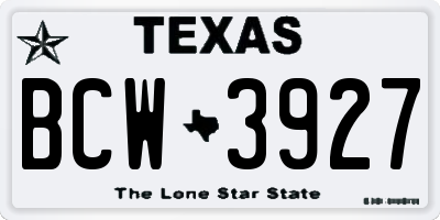 TX license plate BCW3927