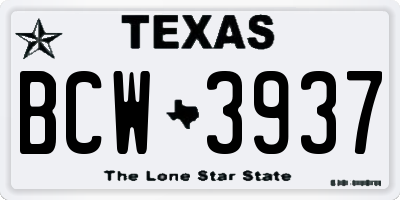 TX license plate BCW3937
