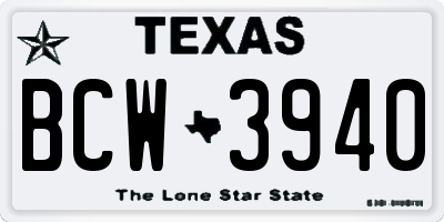 TX license plate BCW3940