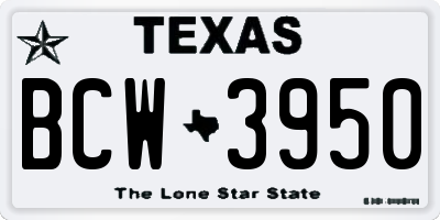 TX license plate BCW3950