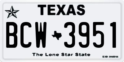 TX license plate BCW3951
