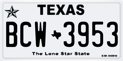 TX license plate BCW3953