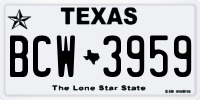 TX license plate BCW3959