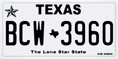 TX license plate BCW3960